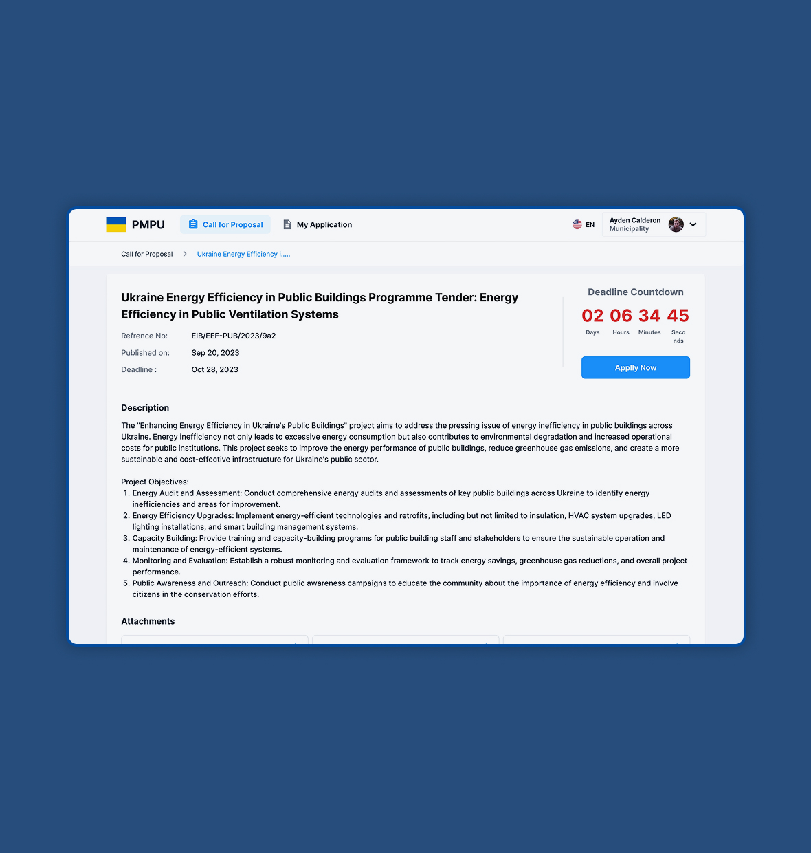 Programme Management Platform (PMP) - Ukraine Public Buildings Energy Efficiency Interface 1